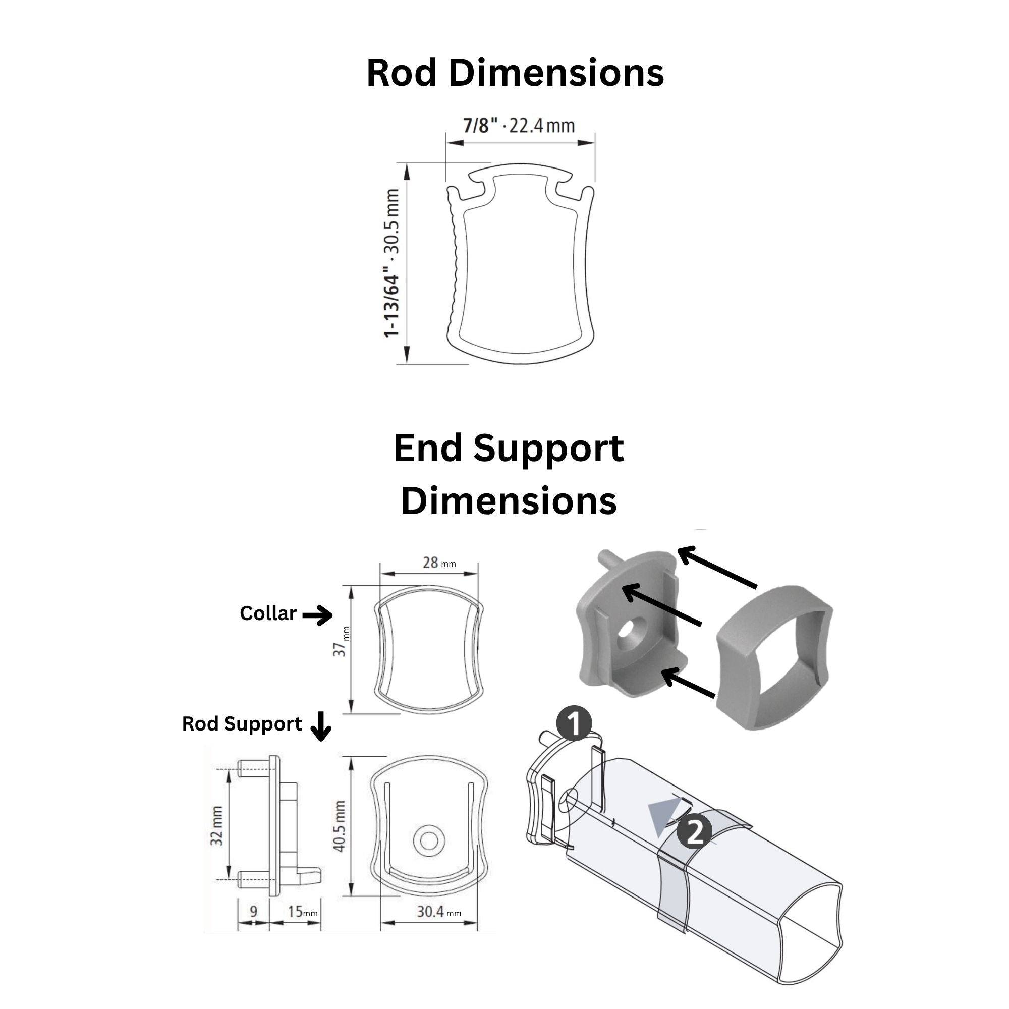 Hourglass Closet Rod - CUSTOM CUT to size
