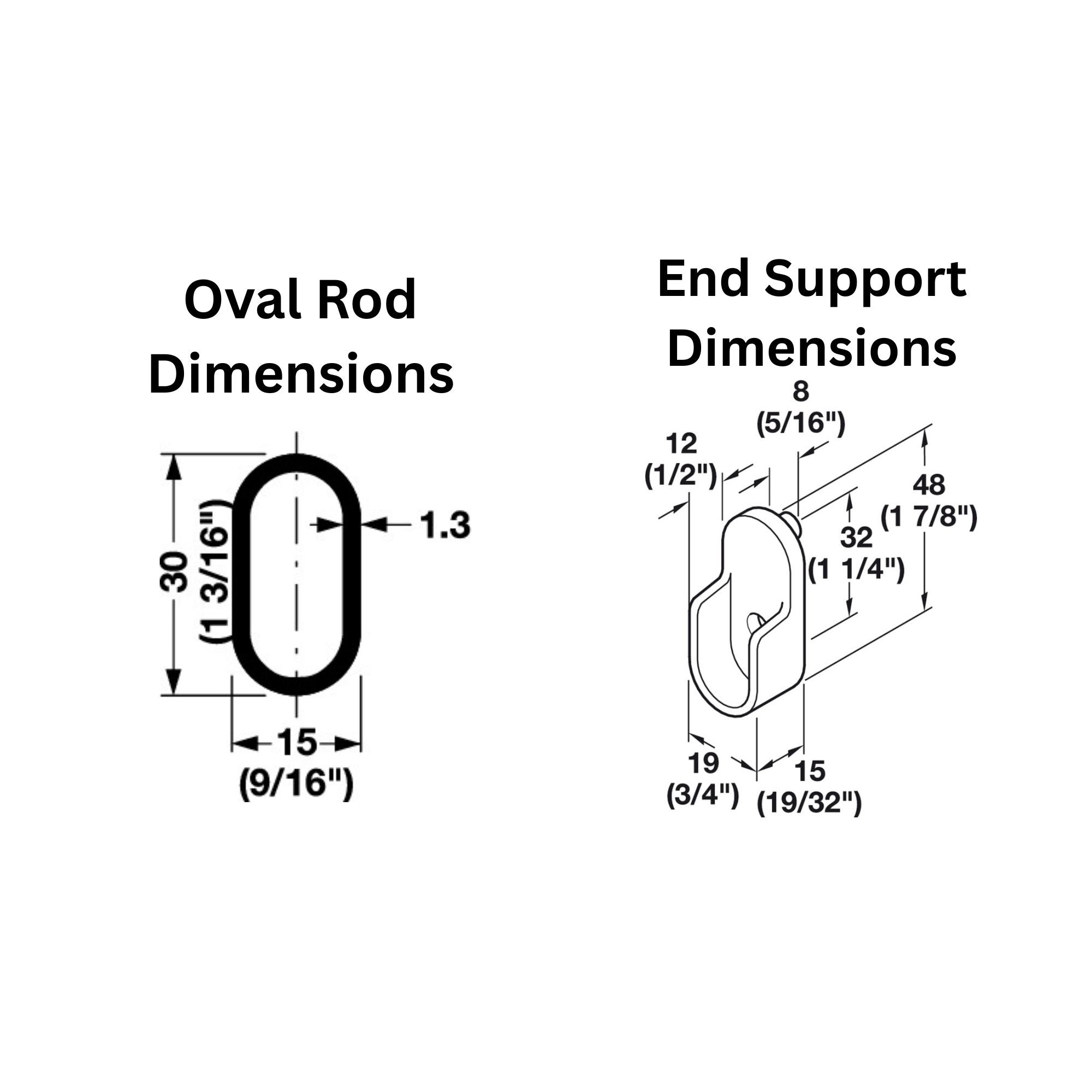 Oval Closet Rod - CUSTOM CUT to size